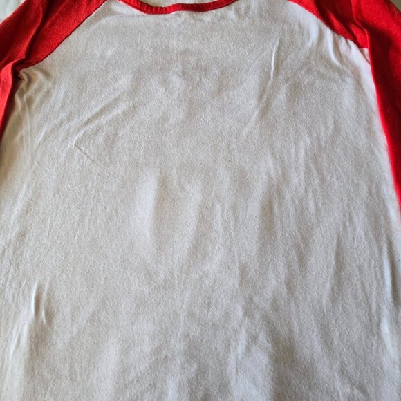 Size Medium So White W/Red Sleeves 3/4 Sleeve Baseball Style Top - Picture 3 of 8